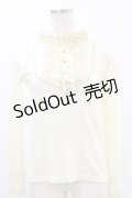 axes femme / サテンフリルトップス M 生成り H-25-06-14-1047-AX-TO-NS-ZH