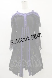 Ozz oneste / 和チャイナオフショルワンピース  黒×紫 H-25-06-15-055-OO-OP-KB-ZH