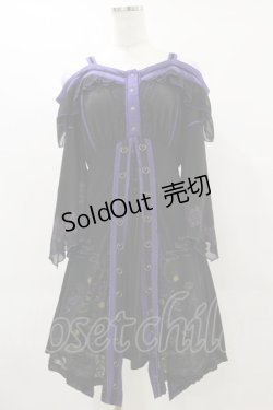 画像1: Ozz oneste / 和チャイナオフショルワンピース  黒×紫 H-25-06-15-055-OO-OP-KB-ZH