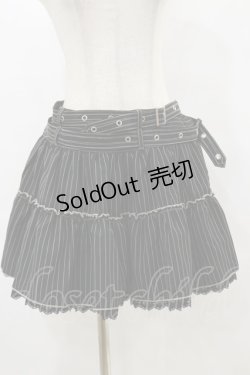 画像1: ALGONQUINS / ダブルベルトストライプスカート  ブラック H-25-06-15-059-AL-SK-KB-ZH