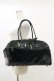 画像1: BLACK MORAL / ファーエナメルボストンBAG  ブラック H-25-06-15-007-PU-BG-KB-ZH (1)