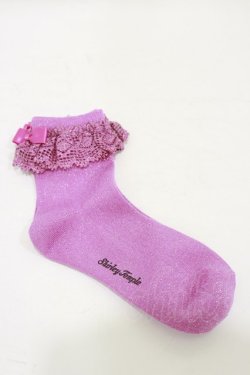 画像1: Shirley Temple / レースラメソックス 22〜24cm ピンク H-25-06-15-012-ET-ZA-KB-ZH