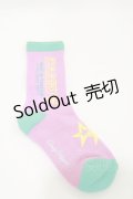 Candy Stripper / CANDY LOGO RIB SOCKS  ピンク×グリーン H-25-06-15-014-PU-ZA-KB-ZH