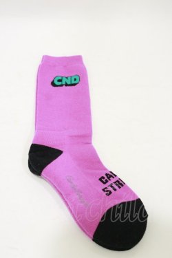 画像1: Candy Stripper / CND SOCKS  PINK×BLACK H-25-06-15-017-PU-ZA-KB-ZH