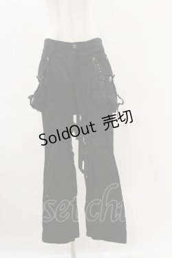 画像1: BPN / フラップ付ベルトパンツ  ブラック H-25-06-15-038-GO-PA-KB-ZH