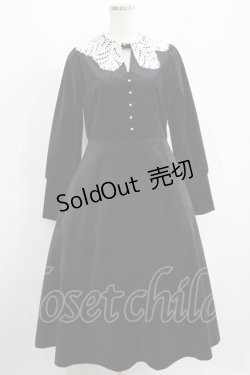 画像1: an another angelus / クロシェニットレース衿ベロアワンピース Free BLACK H-25-06-16-004-CA-OP-NS-ZT130