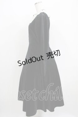 画像2: an another angelus / クロシェニットレース衿ベロアワンピース Free BLACK H-25-06-16-004-CA-OP-NS-ZT130