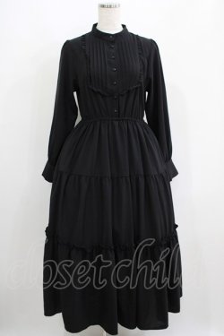 画像1: F&A / フロントピンタックロングティアードワンピース Free BLACK H-25-06-16-005-LO-OP-NS-ZH