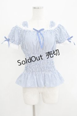 画像1: Angelic Pretty / Lovelyオフショルダーブラウス(ストライプ) Free ブルー H-25-06-16-046-AP-BL-NS-ZH