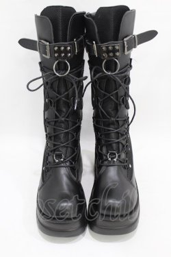 画像1: NieR Clothing / 厚底ブーツ EU39(約24.5cm) ブラック H-25-06-16-1001-PU-SH-KB-ZH