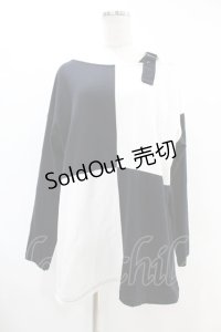 elements,H / バイカラーベルトカットソー HOMME 白×黒 H-25-06-16-1039-PU-TO-KB-ZH