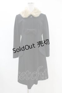 Emily Temple cute / バンビファー衿メルトンコート  ブラック H-25-06-16-1052-ET-CO-KB-ZT-C044