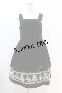 画像1: Jane Marple / ロイヤル別珍アリスレースのスクエアドレス  クロ H-25-06-16-1018-JM-OP-KB-ZH