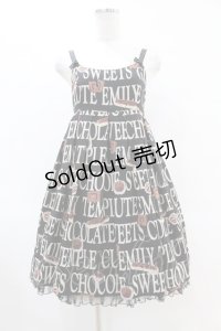 Emily Temple cute / ロゴ&チョコプリントノースリーブワンピース  クロ H-25-06-16-1023-ET-OP-KB-ZH