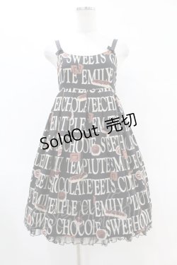 画像1: Emily Temple cute / ロゴ&チョコプリントノースリーブワンピース  クロ H-25-06-16-1023-ET-OP-KB-ZH