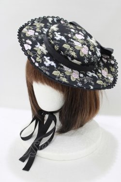 画像1: Kurumi Collaboration / 花柄ヘッドドレス  ブラック H-25-06-16-062-GO-AC-NS-ZH
