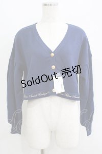 Amavel / Message Embroideryカーディガン Free ネイビー H-25-06-16-078-CA-TO-NS-ZH