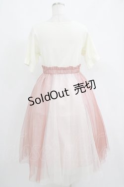 画像3: axes femme / チュール切替ドッキングワンピース M アイボリー/ピンク H-25-06-16-014-AX-OP-NS-ZH