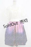 axes femme POETIQUE / パフ袖パネル柄ワンピース M オフ/パープル H-25-06-16-017-AX-OP-NS-ZH