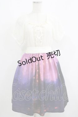 画像1: axes femme POETIQUE / パフ袖パネル柄ワンピース M オフ/パープル H-25-06-16-017-AX-OP-NS-ZH