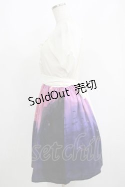 画像2: axes femme POETIQUE / パフ袖パネル柄ワンピース M オフ/パープル H-25-06-16-017-AX-OP-NS-ZH