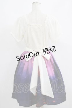 画像3: axes femme POETIQUE / パフ袖パネル柄ワンピース M オフ/パープル H-25-06-16-017-AX-OP-NS-ZH