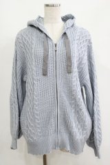 axes femme / ケーブル編ニットパーカー M サックス H-25-06-17-035-AX-TO-NS-ZT435