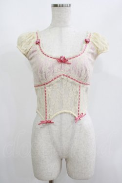 画像1: Lace Made / フルレースフラワーショートトップス XS 生成り H-25-06-17-038-GO-TO-NS-ZH