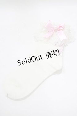 画像1: Angelic Pretty / プリンセスロゴクルー丈ソックス  オフ/ピンク H-25-06-17-051-AP-ZA-NS-ZH