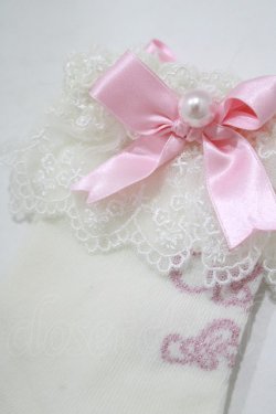 画像2: Angelic Pretty / プリンセスロゴクルー丈ソックス  オフ/ピンク H-25-06-17-051-AP-ZA-NS-ZH