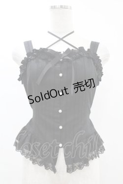 画像1: Victorian maiden / ロココブーケフリルビスチェ（無地） Free ブラック H-25-06-17-1007-CL-TO-NS-ZH