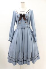 Innocent World / アビーワンピース M スモーキーブルー×ショコラ H-25-06-17-1018-IW-OP-NS-ZH