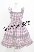Angelic Pretty / Cotton candyシャーリングジャンパースカートSet Free ブラック/ピンク H-25-06-17-006-AP-OP-NS-ZH