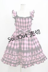 Angelic Pretty / Cotton candyシャーリングジャンパースカートSet Free ブラック/ピンク H-25-06-17-006-AP-OP-NS-ZH