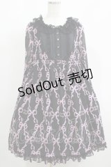 Angelic Pretty / Sweetie Ribbonワンピース Free ブラック/ピンク H-25-06-17-002-AP-OP-NS-ZH