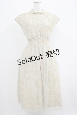 画像1: an another angelus / 50sローズプリントチュールギャザーワンピース Free L/YELLOW H-25-06-17-014-CA-OP-NS-ZH