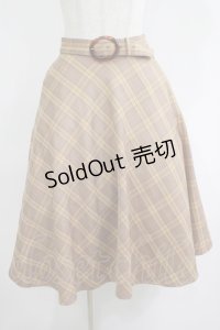 F&A / べっ甲ベルト付きチェックフレアースカート Free BEIGE×BR H-25-06-17-016-LO-SK-NS-ZH