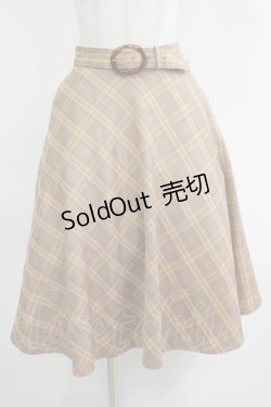 画像1: F&A / べっ甲ベルト付きチェックフレアースカート Free BEIGE×BR H-25-06-17-016-LO-SK-NS-ZH