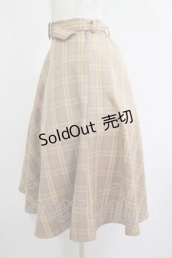 画像2: F&A / べっ甲ベルト付きチェックフレアースカート Free BEIGE×BR H-25-06-17-016-LO-SK-NS-ZH