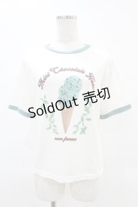 axes femme / チョコミントプリントTシャツ Free 白 H-25-06-18-052-AX-TO-NS-ZH