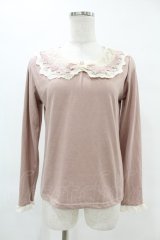 axes femme / プリーツ襟トップス M ピンク H-25-06-18-057-AX-TO-NS-ZH
