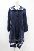 axes femme POETIQUE / 刺繍セーラーカラーコート M ネイビー H-25-06-18-059-AX-CO-NS-ZH
