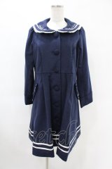 axes femme POETIQUE / 刺繍セーラーカラーコート M ネイビー H-25-06-18-059-AX-CO-NS-ZT-C053