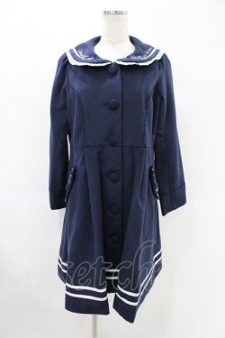 画像1: axes femme POETIQUE / 刺繍セーラーカラーコート M ネイビー H-25-06-18-059-AX-CO-NS-ZH