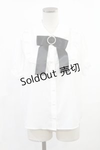 Ank Rouge / バックルリボンブラウス M オフ/ブラック H-25-06-18-1029-CA-BL-NS-ZH