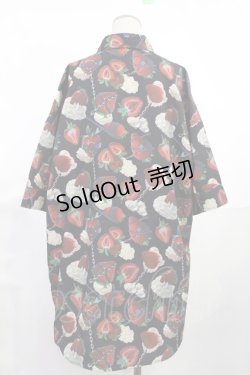画像2: Jamie エーエヌケー / 絵画タッチイチゴ柄BIGシャツ M ブラック H-25-06-18-1038-LO-BL-NS-ZH