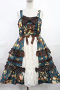 axes femme kawaii / アンティークローズ柄ジャンパースカート M グリーン H-25-06-18-1006-AX-OP-NS-ZH