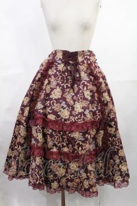 metamorphose / 【プラスサイズ】ゴブラン風くまちゃんバッスルスカート プラスサイズ ボルドー H-25-06-18-1014-ME-SK-NS-ZH