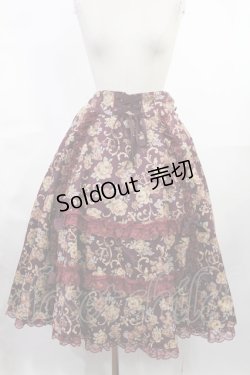 画像1: metamorphose / 【プラスサイズ】ゴブラン風くまちゃんバッスルスカート プラスサイズ ボルドー H-25-06-18-1014-ME-SK-NS-ZH