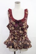 metamorphose / 【プラスサイズ】ゴブラン風くまちゃんフリルビスチェ プラスサイズ ボルドー H-25-06-18-1025-ME-JA-NS-ZH